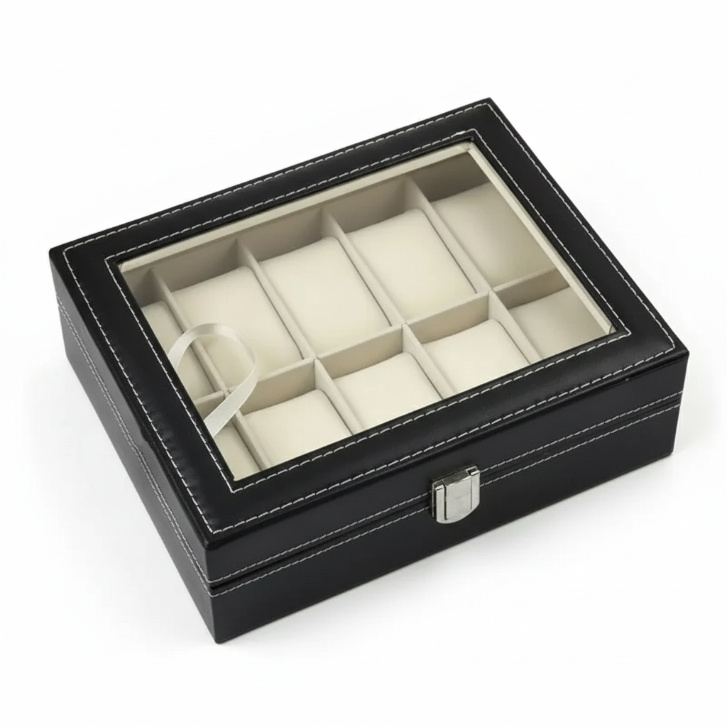 Vitesse Leather Vault 10 – Caja Organizadora de Relojes en Cuero Negro