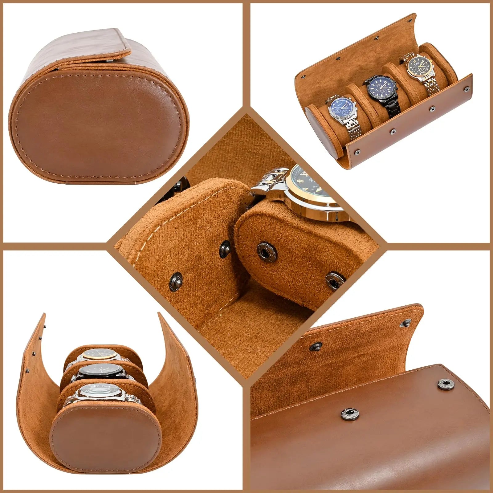 Vitesse Travel Vault 3 – Estuche de Cuero para Relojes